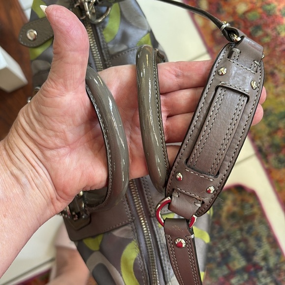 Coach Vintage Ashley convertible shoulder bag satchel Gray/Green lime canvas - Picture 9 of 16